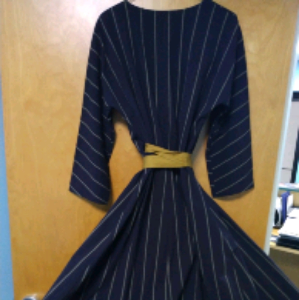 Rentrayage Pinstripe wraparound maxi dress